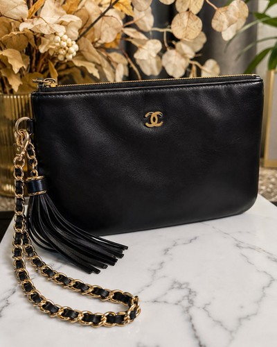 Chanel nero trapuntato zip - chanel,