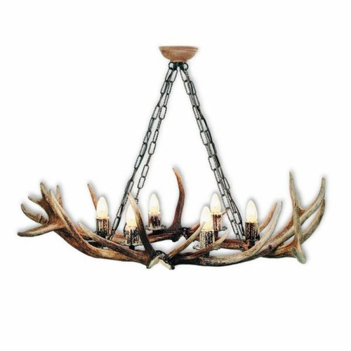 Lampadario con vere corna - , di