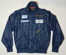 Rara giacca da corsa stile 1984 auto Kevin Cogan Indy auto gran premio blu uomo XL