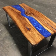 Tavolino Legno Noce E Resina
