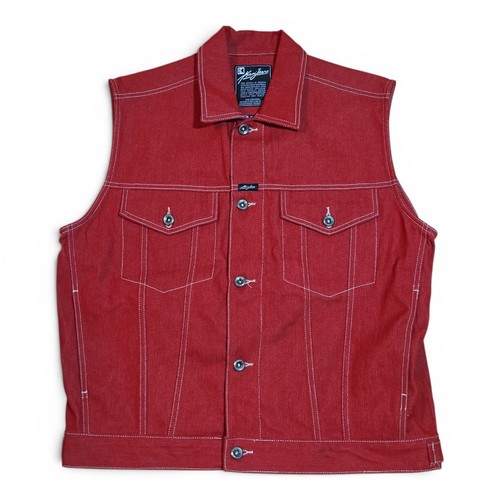 Giacca gilet denim rosso kani - gilet,