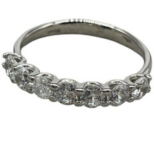 Anello Veretta di Oro Bianco 18kt carati nuovo 750 femminile 7 zirconi brillanti