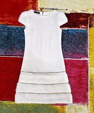 Vestito abito in lana con applicazioni, bianco panna, by MANGANO, Tg.M