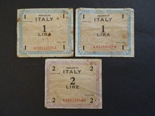 3 X ITALY LIRA BANKNOTES 1943