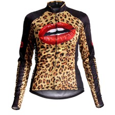 Maglia ciclismo donna leopardata manica lunga mtb bici bicicletta shirt jersey S-5XL