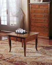 TAVOLINO SALOTTO QUADRATO IN LEGNO NOCE ARTE POVERA CON CASSETTI