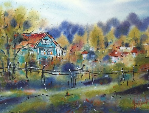 Dipinto paesaggio autunnale
