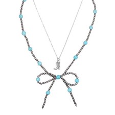 2Pcs Turquoise Pearl Bow