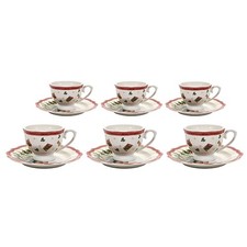 Set 6 Tazzine da Caffè completo di piattino in fine porcellana bone china natale