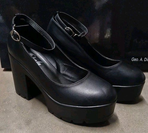 Scarpe nere vinile - , zeppa