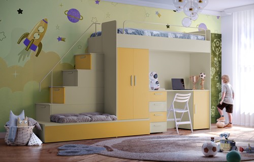 Letto soppalco con vano - letto,