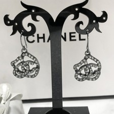 Orecchini CHANEL Cocomark fiore di camelia argento accessorio donna autentico