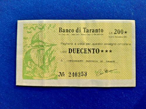 Miniassegni banco taranto - miniassegni, di