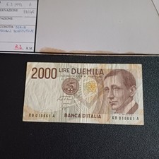 Banconota Italiana Da Collezione 2000 Lire Sostitutiva Serie Con La X Lotto Z26