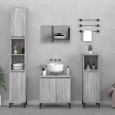 vidaXL Set Mobili da Bagno 3 pz Grigio Sonoma in Legno Multistrato