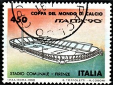 francobolli italia repubblica 90 coppa mondo calcio stadio comunale usato 1990