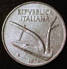 Italy 10 Lire 1974 KM# 93