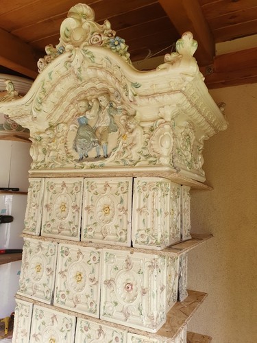 Antica stufa maiolica - antica, in