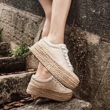 Jeffrey Campbell Sneakers Espadrille Femme Plateforme Beige Doré 40/8