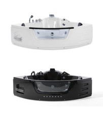 Vasca idromassaggio di lusso con vetro luce LED cascata frontale in vetro grande vasca angolare