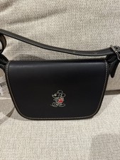 Borsa da sella Coach Disney Topolino gesso bianco con ciondolo Minnie Mouse