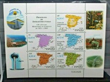 SPAGNA 2001 MAPPE CARTINE GEOGRAFICHE FOGLIO NUOVO MNH** BF. (C.5A)
