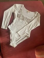 Maglia Body Bianca Taglia 44 Donna Con Ricamo Sottocamicia Sottogiacca Maniche  