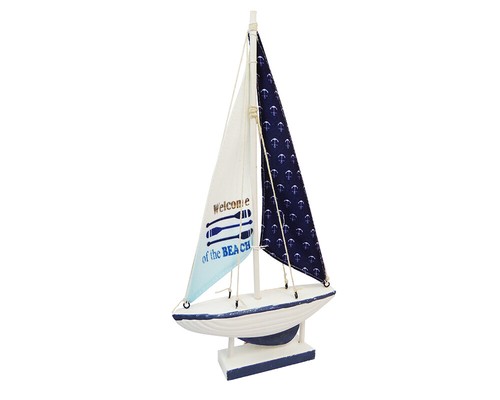 Barca legno bianca blu 32x7 - legno,