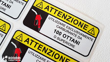 1 Adesivo ATTENZIONE 100 OTTANI o sup. carburante drag race tuning cronoscalata