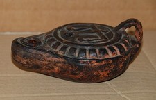 Antica lucerna a disco •Terracotta • Riproduzione di una lanterna Romana 