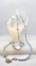 COLLANA  ACQUAMARINA E PERLE