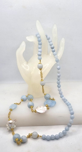 Collana acquamarina perle - collana,