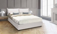 Letto matrimoniale Jasmine, contenitore in ecopelle, con materasso cm160x200