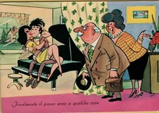 169879 vecchia cartolina humor umoristica lezioni di piano pianoforte