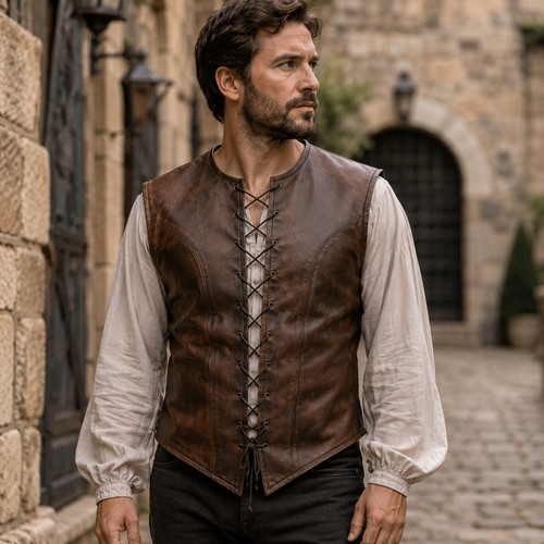 Gilet larp medievale pelle - gilet, in