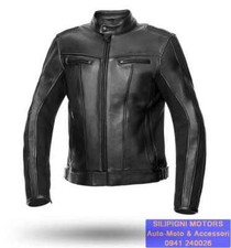 Giacca Moto in Pelle SPYKE STRIPE GP MAN Colore Nero