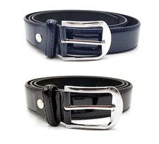 CINTURA UOMO ELEGANTE VERNICE BLU NERA LUCIDO CINTA BELT CERIMONIA SPOSO