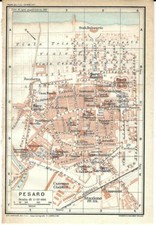 Carta geografica antica PESARO Pianta della città TCI 1924 Old antique map