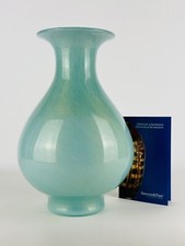 Vaso In Vetro Di Murano Barovier E Toso Turchese/Oro 32cm Design XX Sec. Firmato