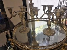 coppia candelabri in ottone brunito