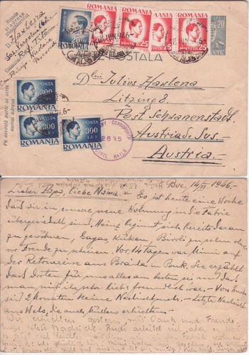 Incoming mail romania - romania, 1946