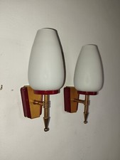 coppia applique in metallo e Vetro opale Anni '60