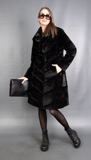 14997 NUOVO FANTASTICO CAPPOTTO VISONE NERO VERO TOSATO PELLICCIA GIACCA PELLICCIA BELLO TAGLIA S