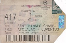 Calcio/Football Biglietto Stadio Semifinale Champions League 1997 AJAX-JUVENTUS