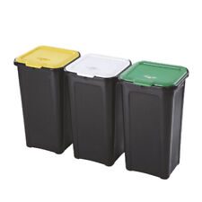 Set 3 Pattumiere Nero Coverline 44L Coperchio Colorato Raccolta Differenziata