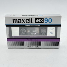 Nastro audiocassetta vuoto metassiale vintage MAXELL MX 90 metallo Giappone NUOVO SIGILLATO