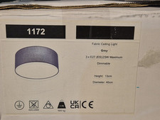 Plafoniera in tessuto grigio 3xe27 (Es) 25w massimo dimmerabile h 13cm diametro 40cm 