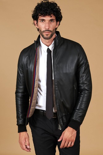 Bomber pelle nera uomo - nera, giacca