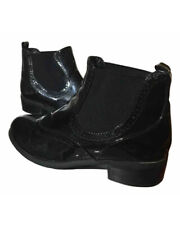 Stivaletto Nero Vernice Camperos Biker Inglese Tacco boots Black Scarpe Stivale