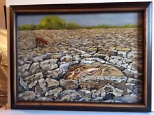 Quadro ad Olio Con Lepre al Covo e Segugio in Cerca.